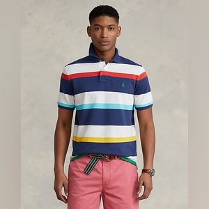 NWT POLO RALPH LAUREN CLASSIC FIT Multicolor Striped Mesh Polo‎ Shirt Size M
